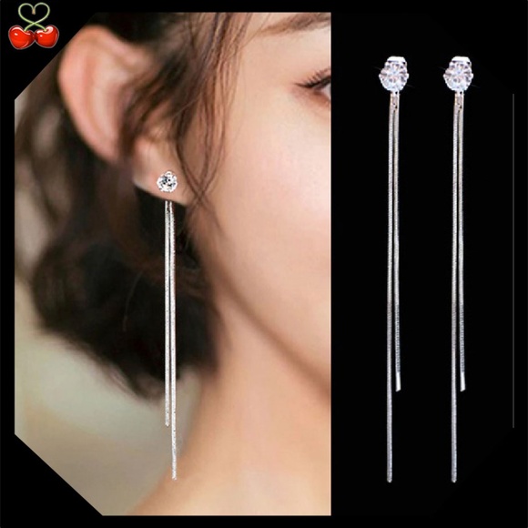 Mary's Cherries Boutique Jewelry - 🍒 RHINESTONE Double Drop Earrings